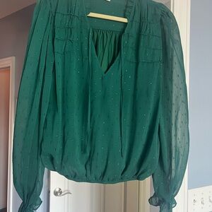 Tamara H Women’s Emerald Green Blouse - Elegant Long Sleeve Top